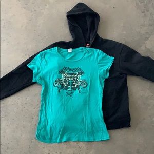3/$15! Hurley Hot Rod Girl T Hanes basic hoodie